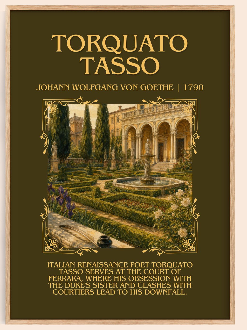 Torquato Tasso Minimalist Book Poster by Johann Wolfgang Von Goethe – book poster