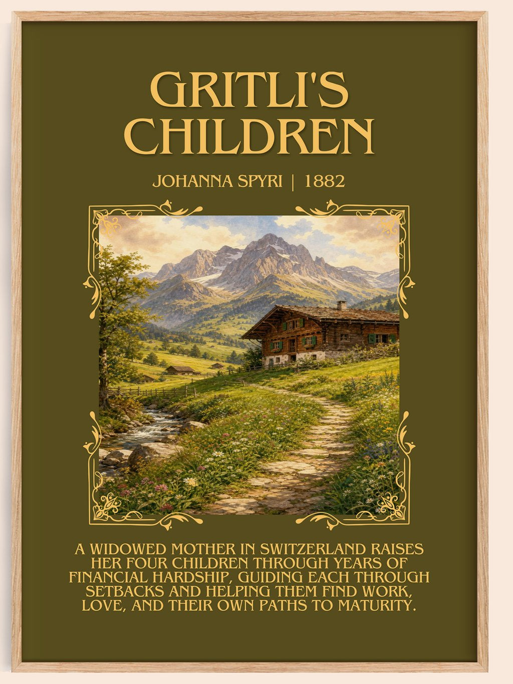 Gritli'S Children Minimalist Book Poster by Johanna Spyri – book poster