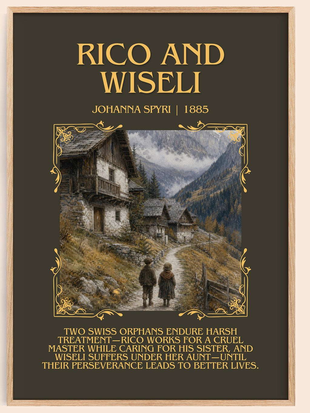 Rico And Wiseli Minimalist Book Poster by Johanna Spyri – book poster