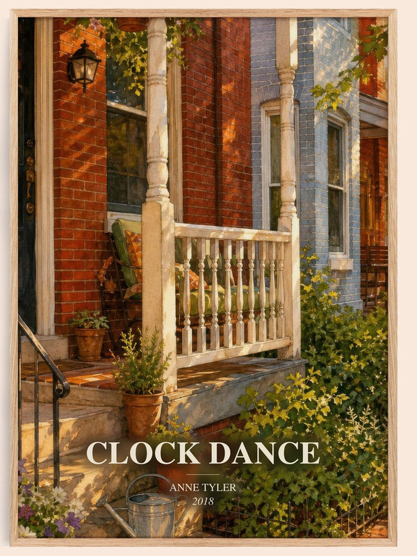 Clock Dance watercolour book poster by Anne Tyler – framed literary art print