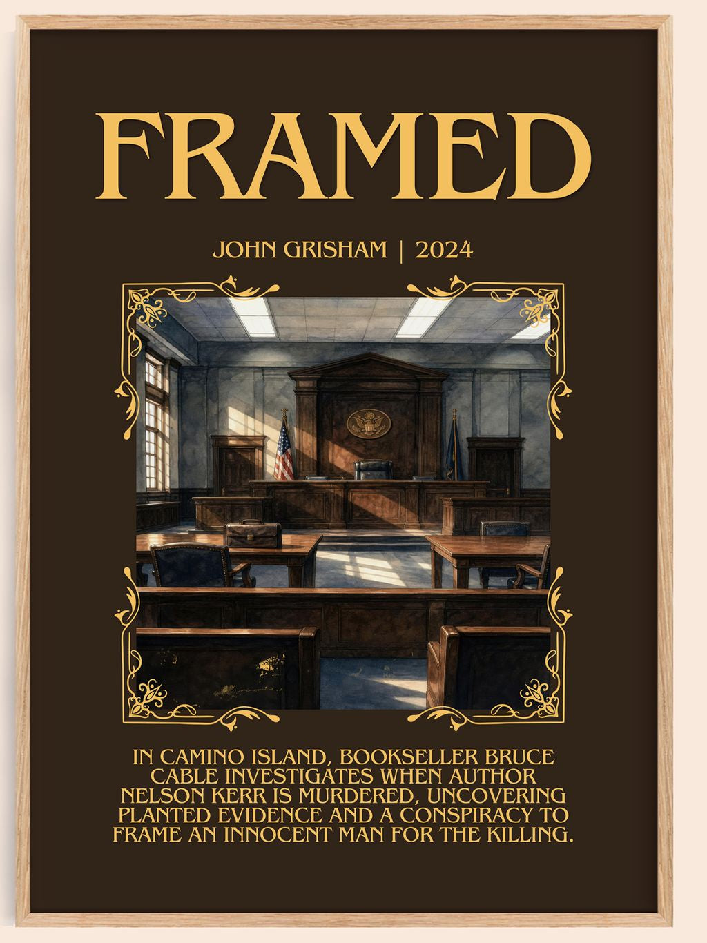 Framed Minimalist Book Poster by John Grisham – book poster