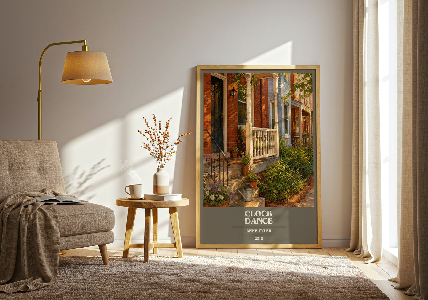 Clock Dance book cover print on bookshelf – Anne Tyler fan gift