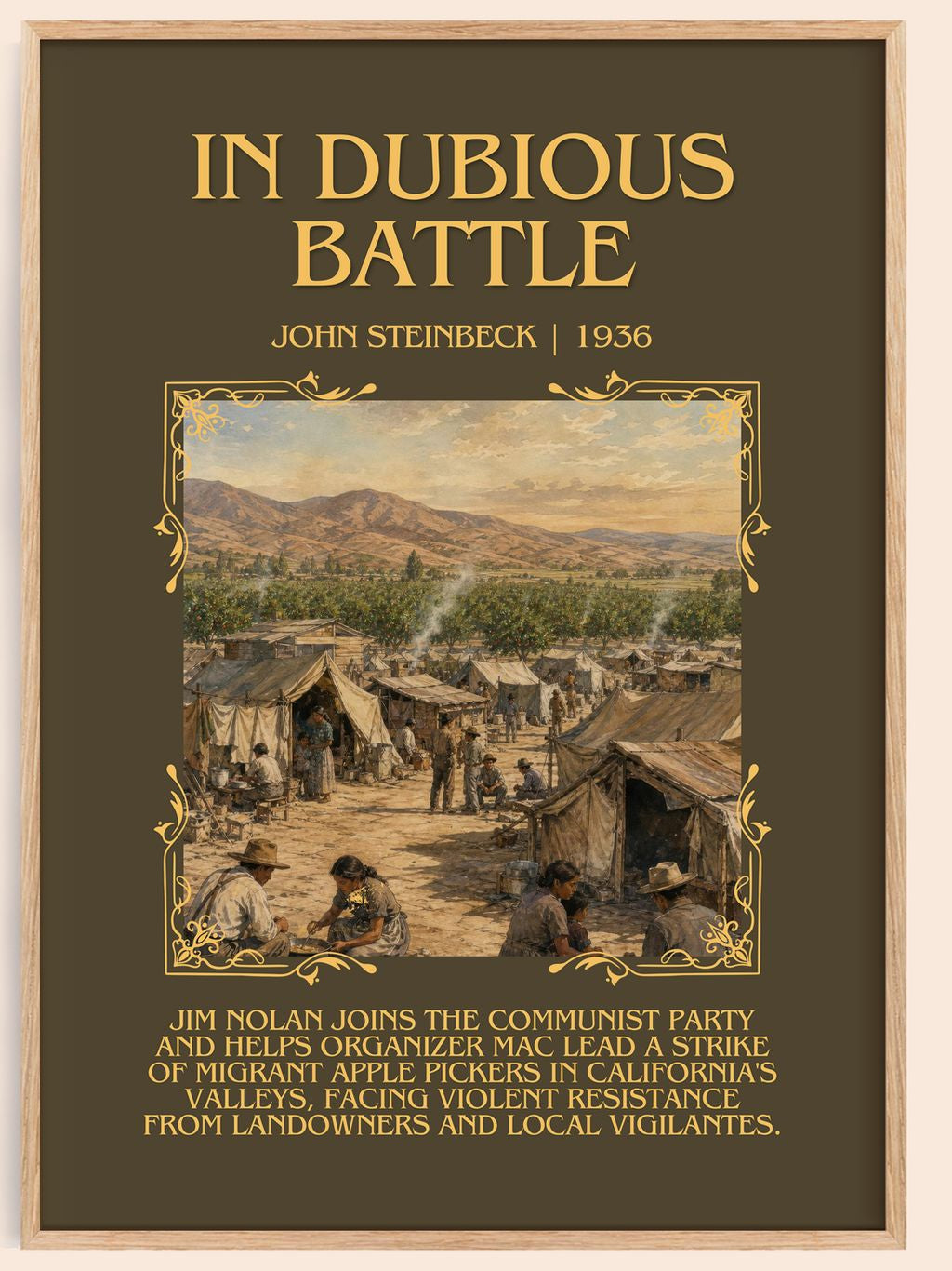 In Dubious Battle Minimalist Book Poster by John Steinbeck – book poster