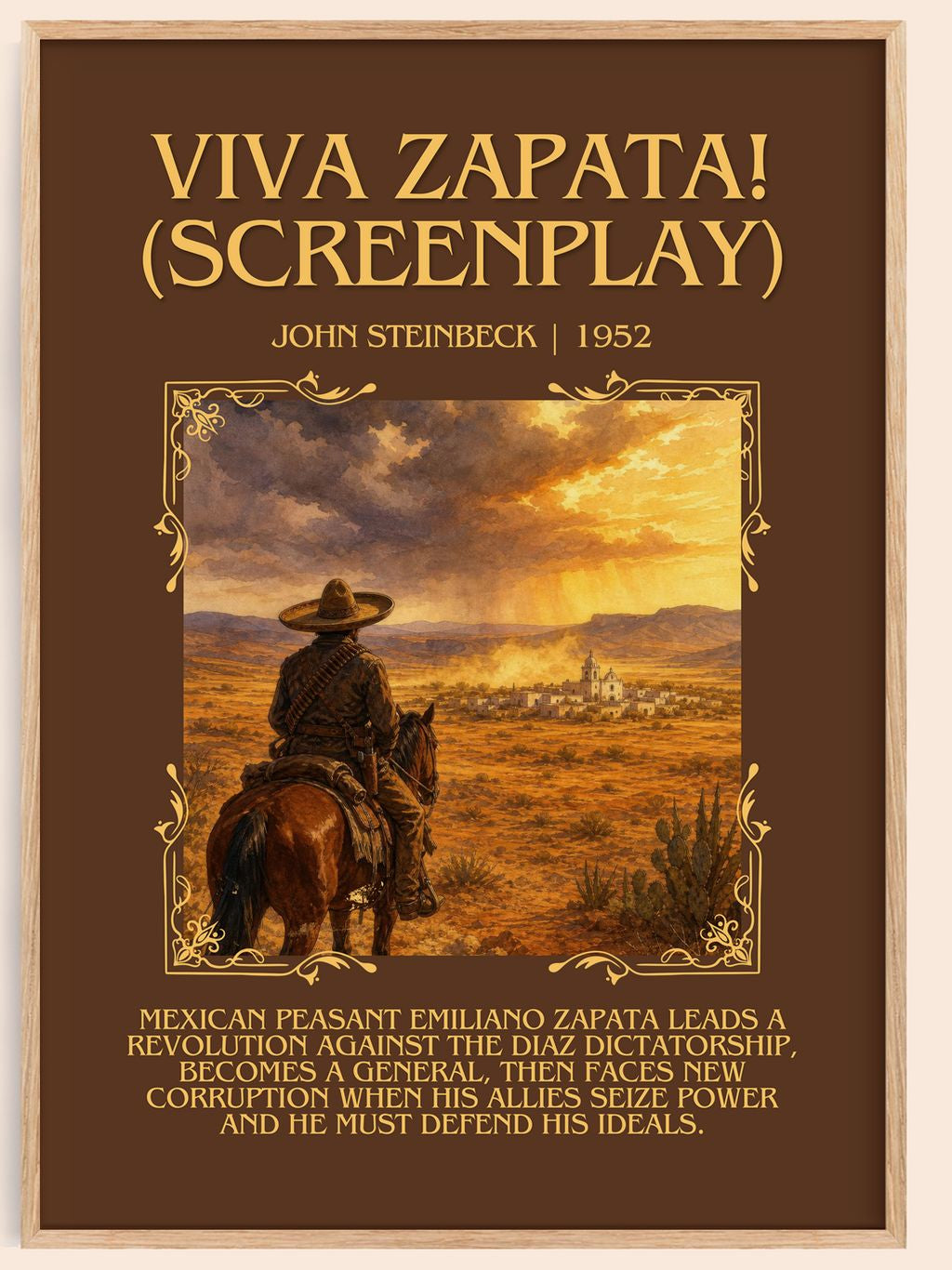 Viva Zapata! (Screenplay) Minimalist Book Poster by John Steinbeck – book poster
