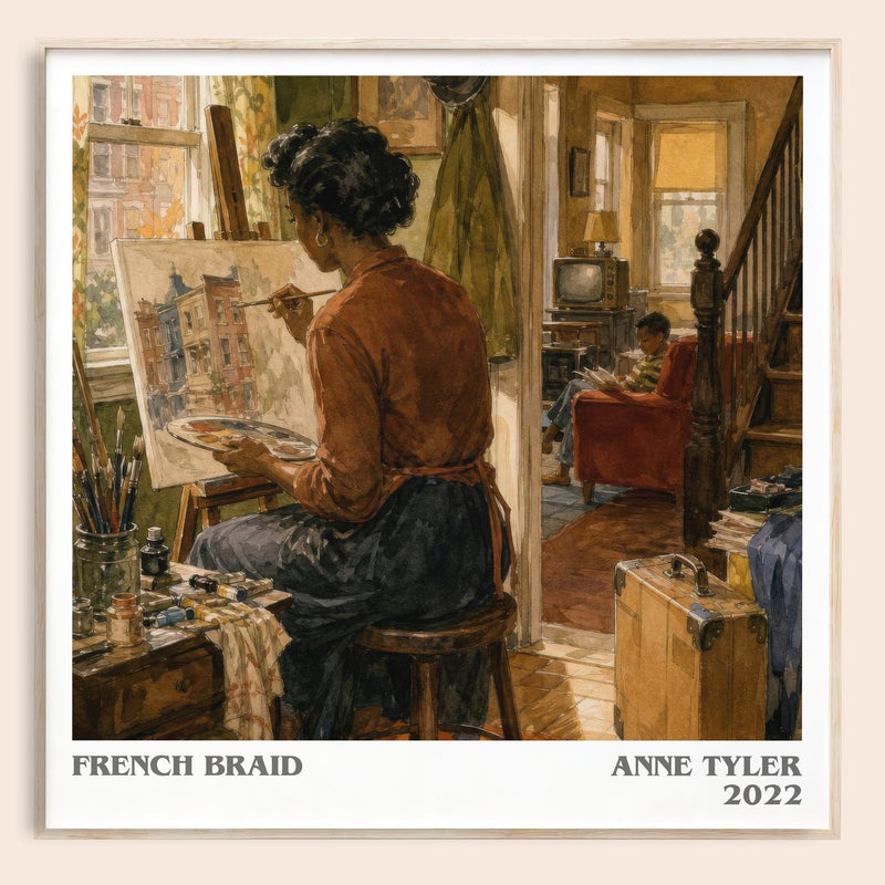 French Braid literary book poster by Anne Tyler – framed literary art print