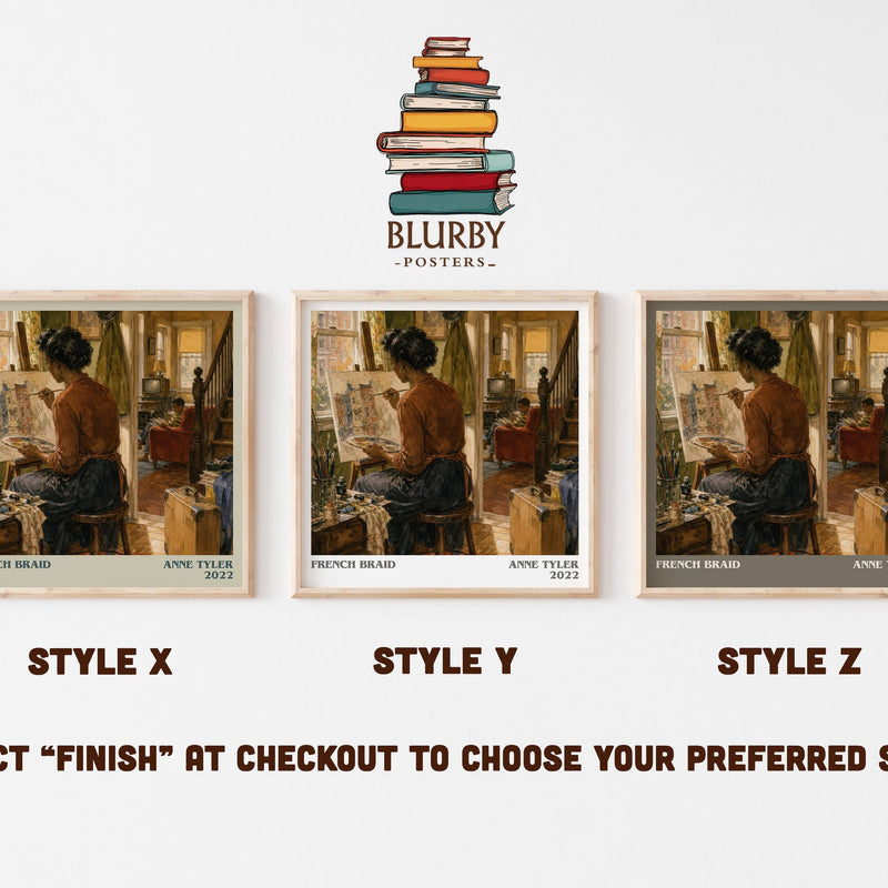 French Braid literary print in frame leaning in hallway – literary fiction wall art
