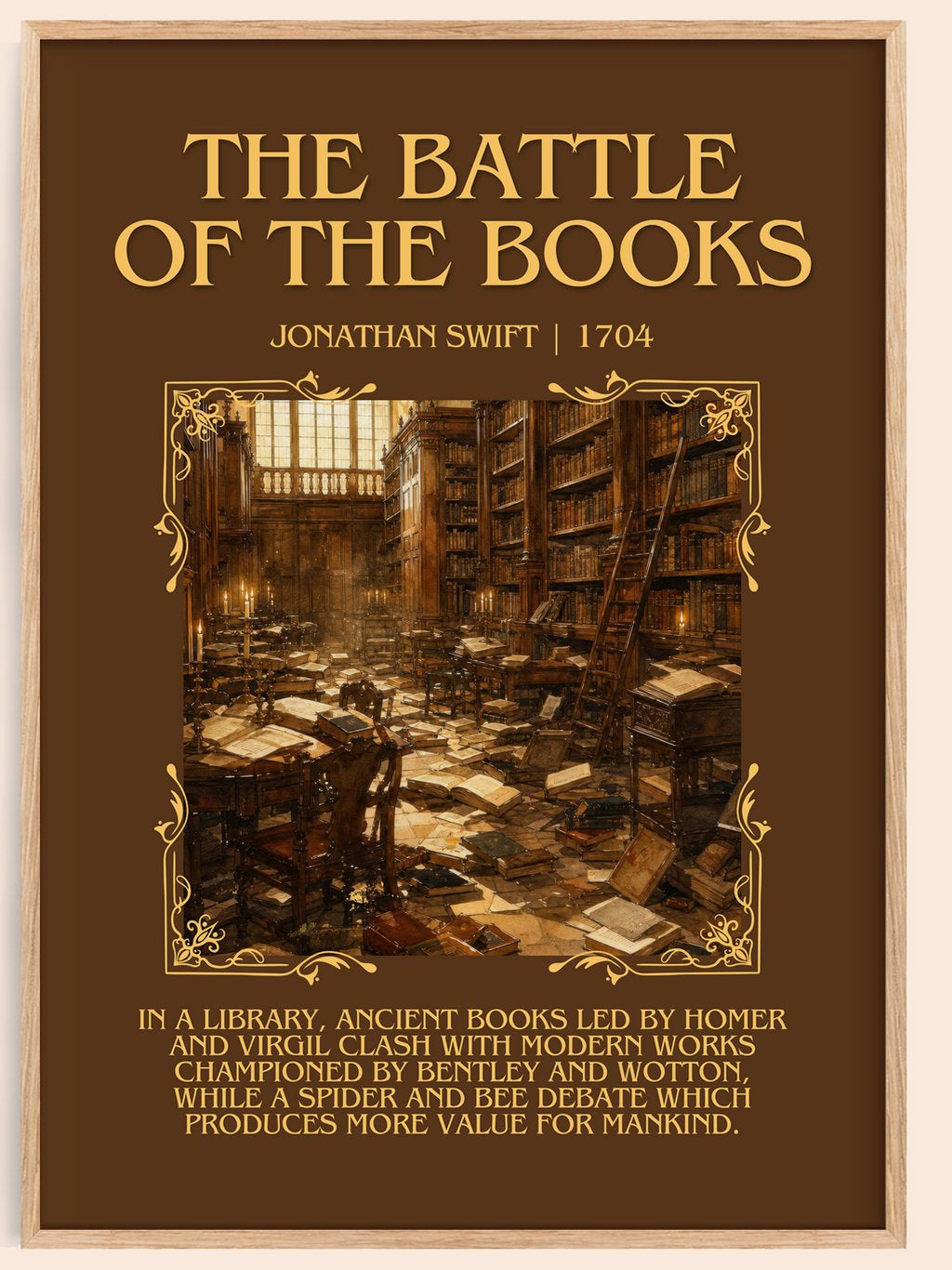 The Battle Of The Books Minimalist Book Poster by Jonathan Swift – book poster