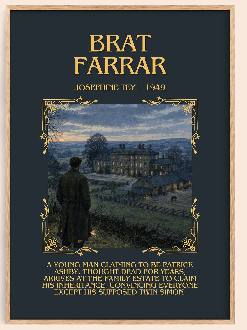 Brat Farrar Minimalist Book Poster by Josephine Tey – book poster