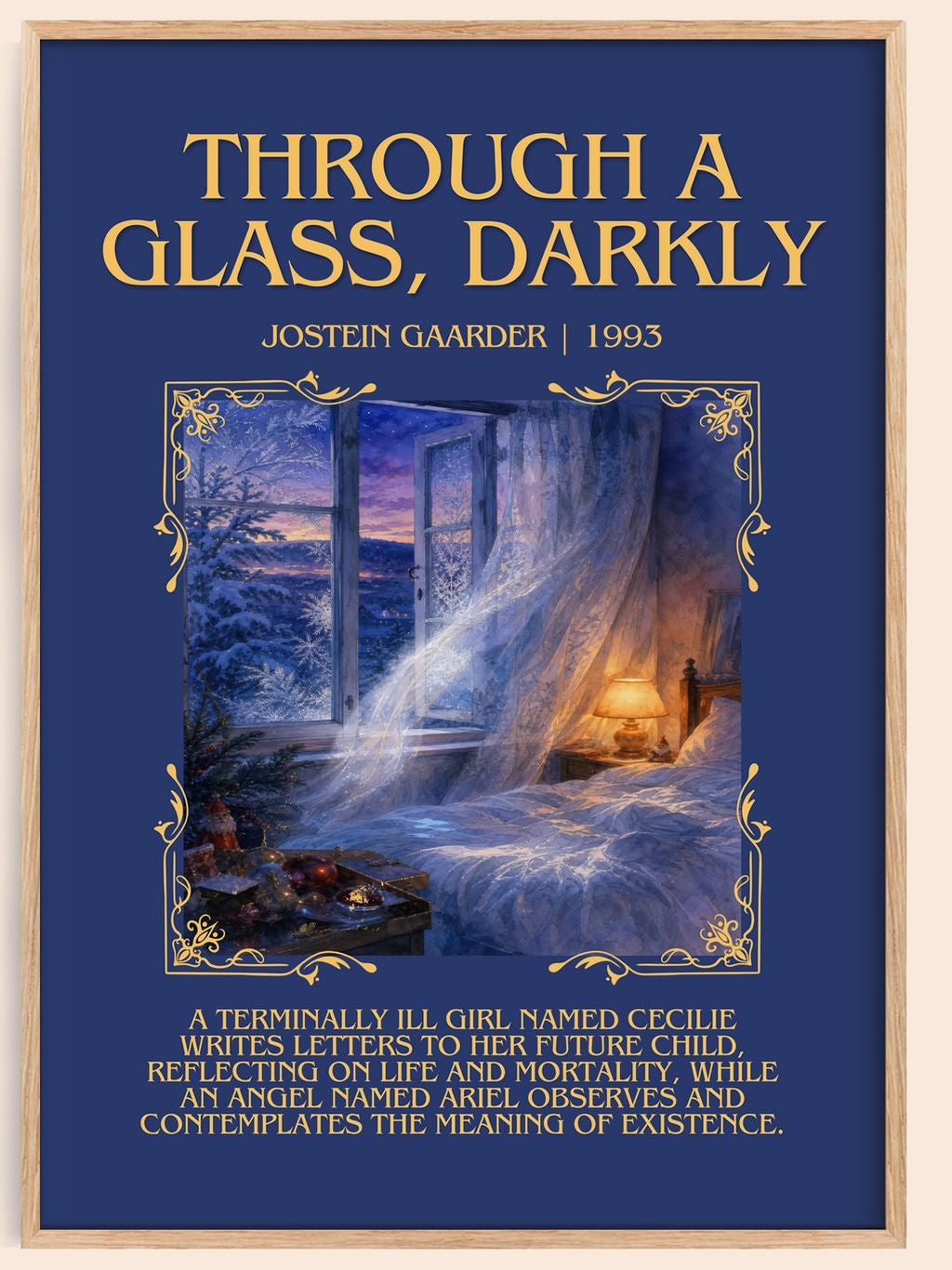 Through A Glass, Darkly Minimalist Book Poster by Jostein Gaarder – book poster