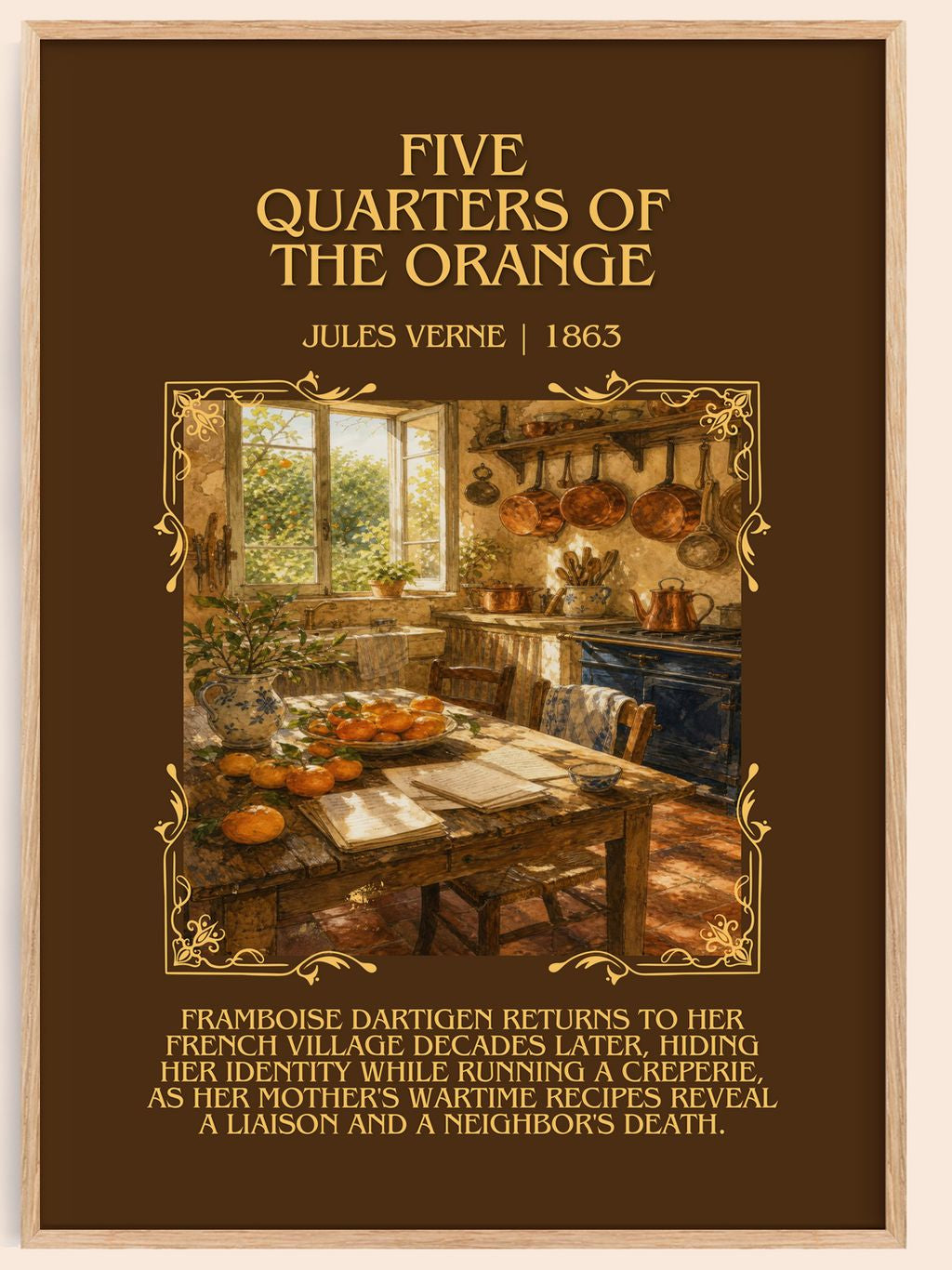 Five Quarters Of The Orange Minimalist Book Poster by Jules Verne – book poster