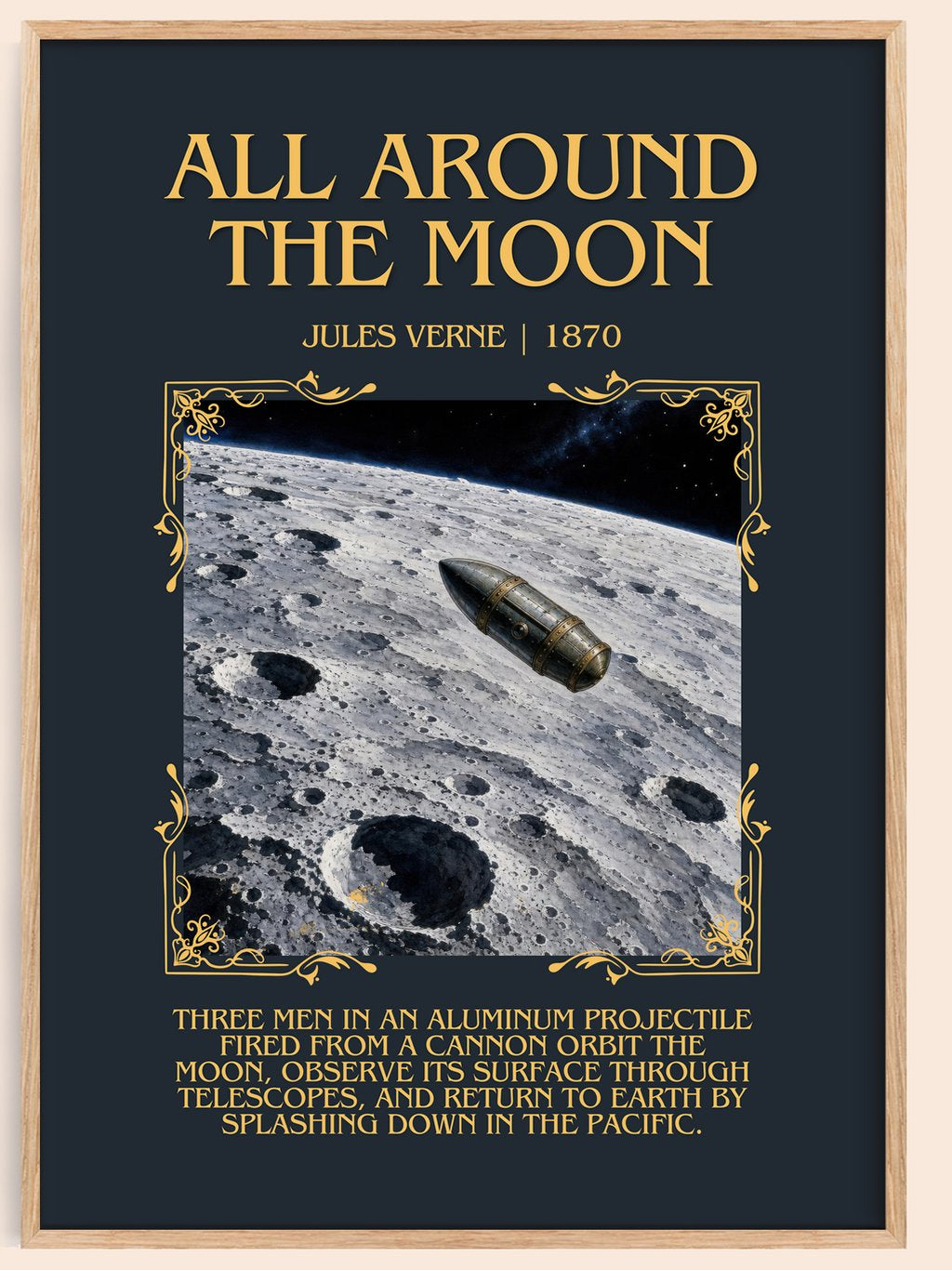 All Around The Moon Minimalist Book Poster by Jules Verne – book poster