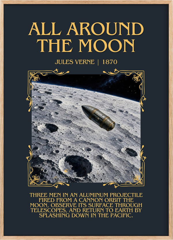 All Around The Moon Minimalist Book Poster by Jules Verne