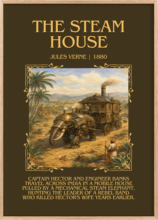 The Steam House Minimalist Book Poster by Jules Verne
