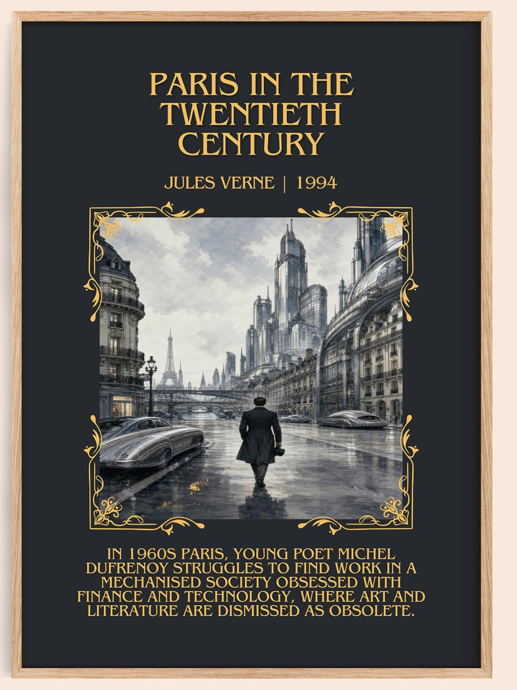 Paris In The Twentieth Century Minimalist Book Poster by Jules Verne – book poster