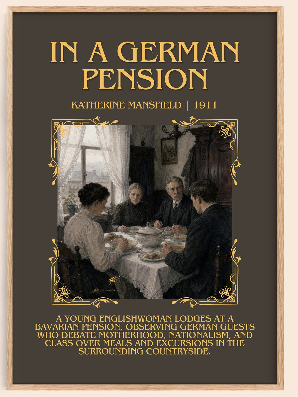 In A German Pension Minimalist Book Poster by Katherine Mansfield – book poster