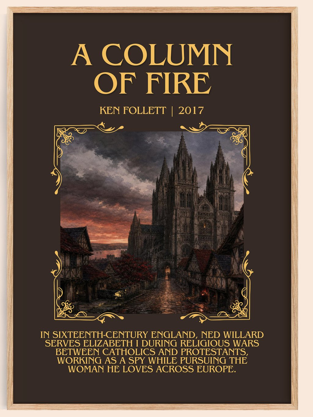 A Column Of Fire Minimalist Book Poster by Ken Follett – book poster