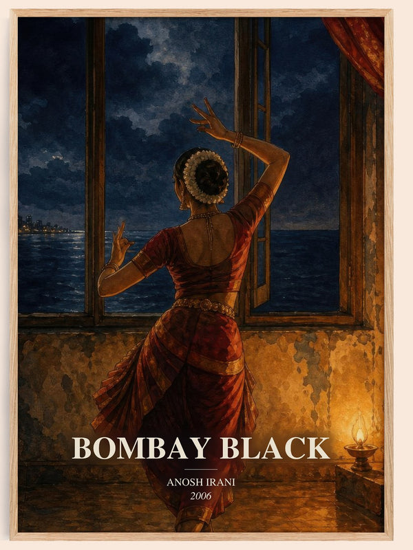 Bombay Black watercolour book poster by Anosh Irani – framed literary art print