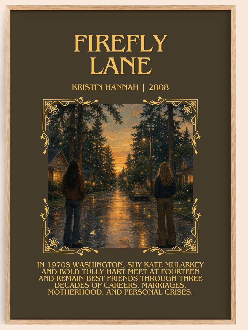 Firefly Lane Minimalist Book Poster by Kristin Hannah – book poster