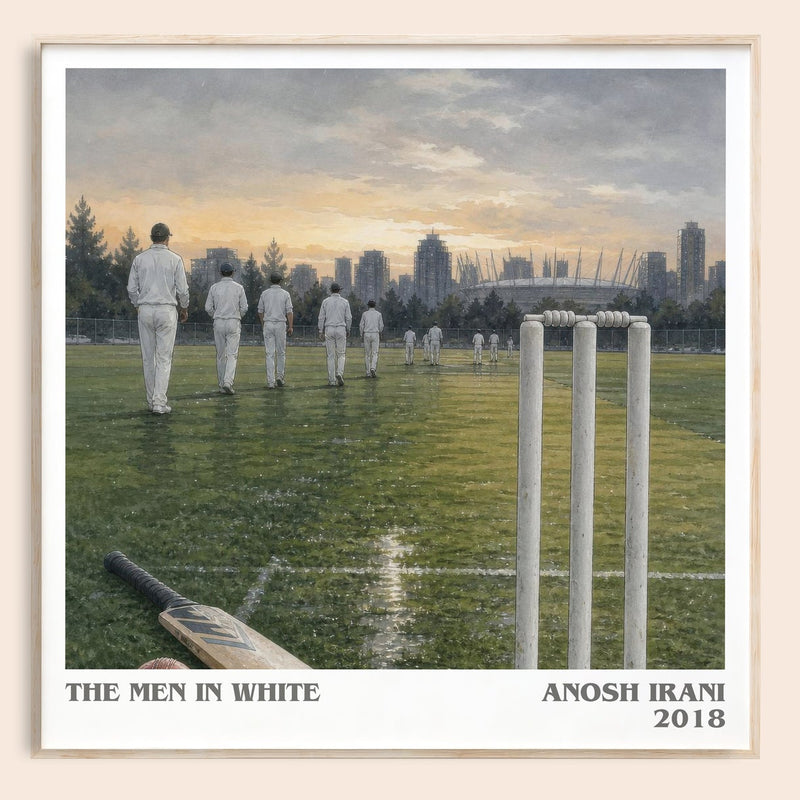 The Men In White literary book poster by Anosh Irani – framed literary art print