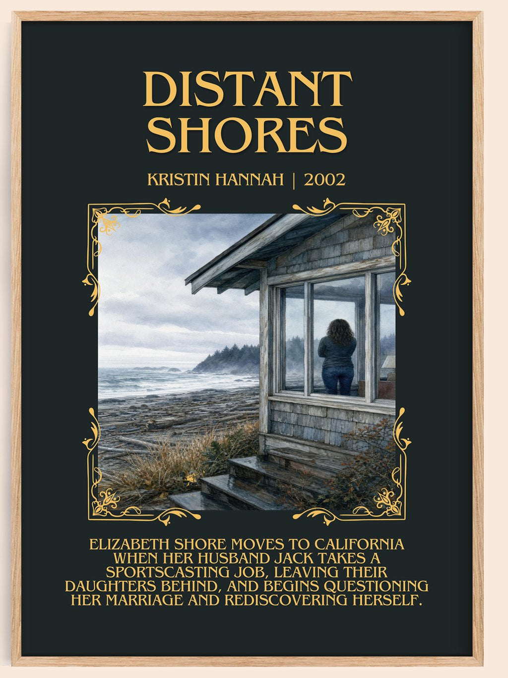Distant Shores Minimalist Book Poster by Kristin Hannah – book poster