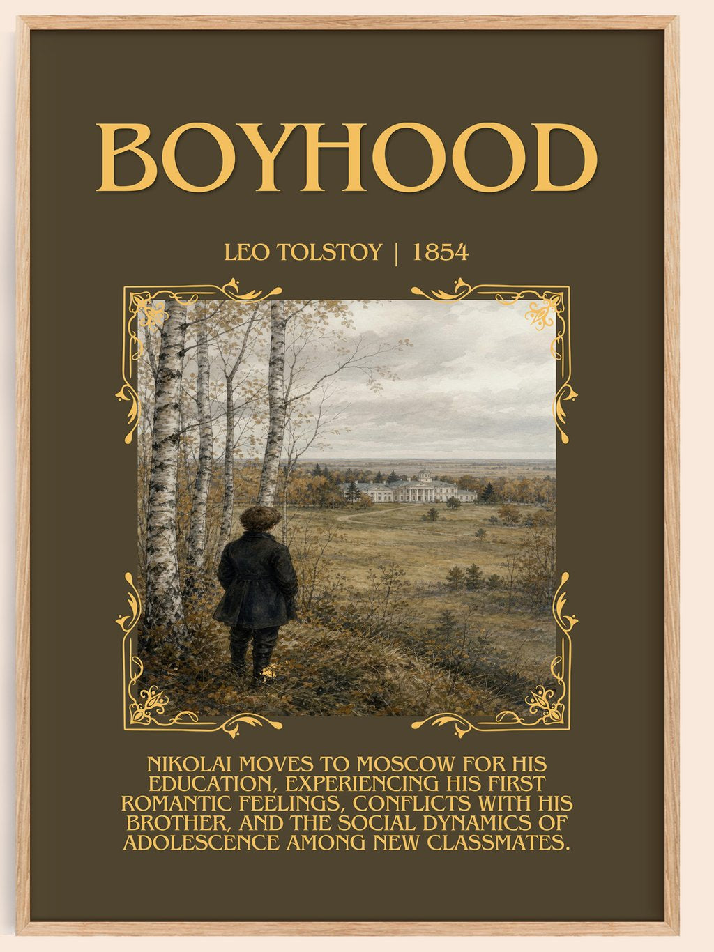 Boyhood Minimalist Book Poster by Leo Tolstoy – book poster