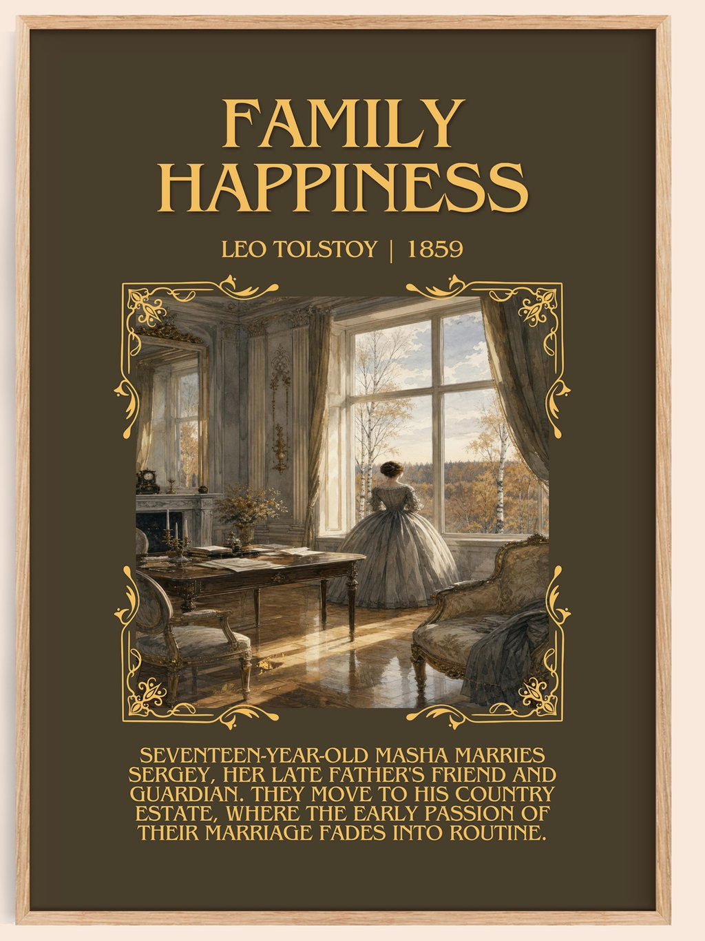 Family Happiness Minimalist Book Poster by Leo Tolstoy – book poster