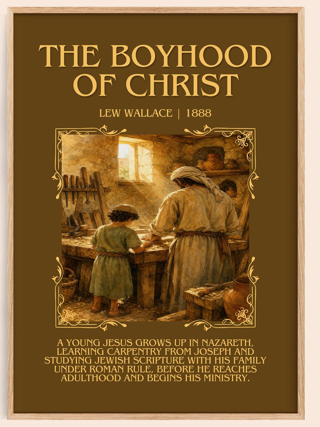 The Boyhood Of Christ Minimalist Book Poster by Lew Wallace – book poster