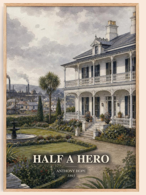 Half A Hero watercolour book poster by Anthony Hope – framed literary art print