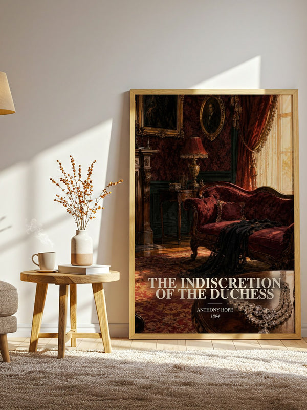 The Indiscretion Of The Duchess watercolour print in frame leaning in hallway – romance wall art