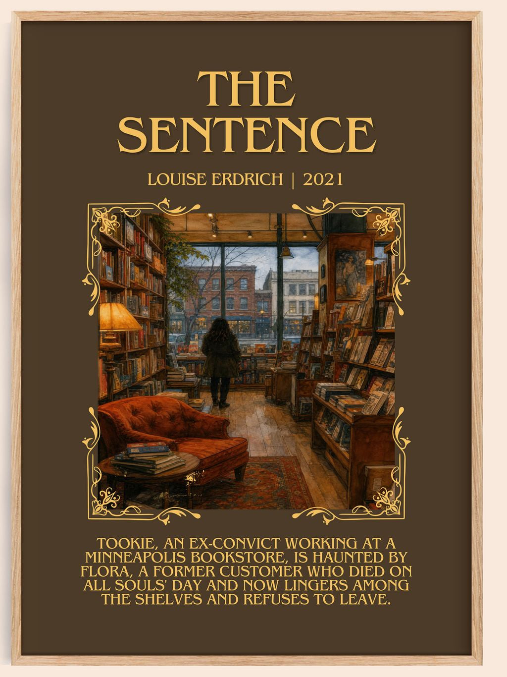 The Sentence Minimalist Book Poster by Louise Erdrich – book poster