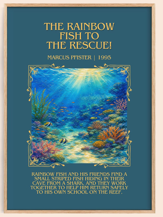 Rainbow Fish To The Rescue! Minimalist Book Poster by Marcus Pfister