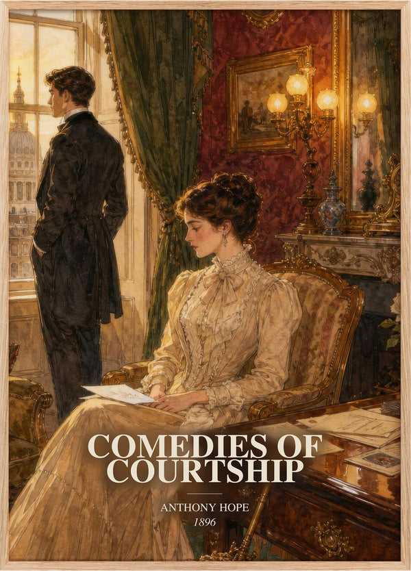Comedies Of Courtship Book Watercolour Illustration by Anthony Hope