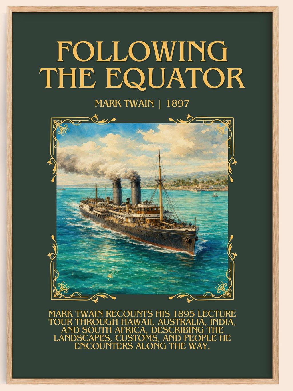 Following The Equator Minimalist Book Poster by Mark Twain – book poster