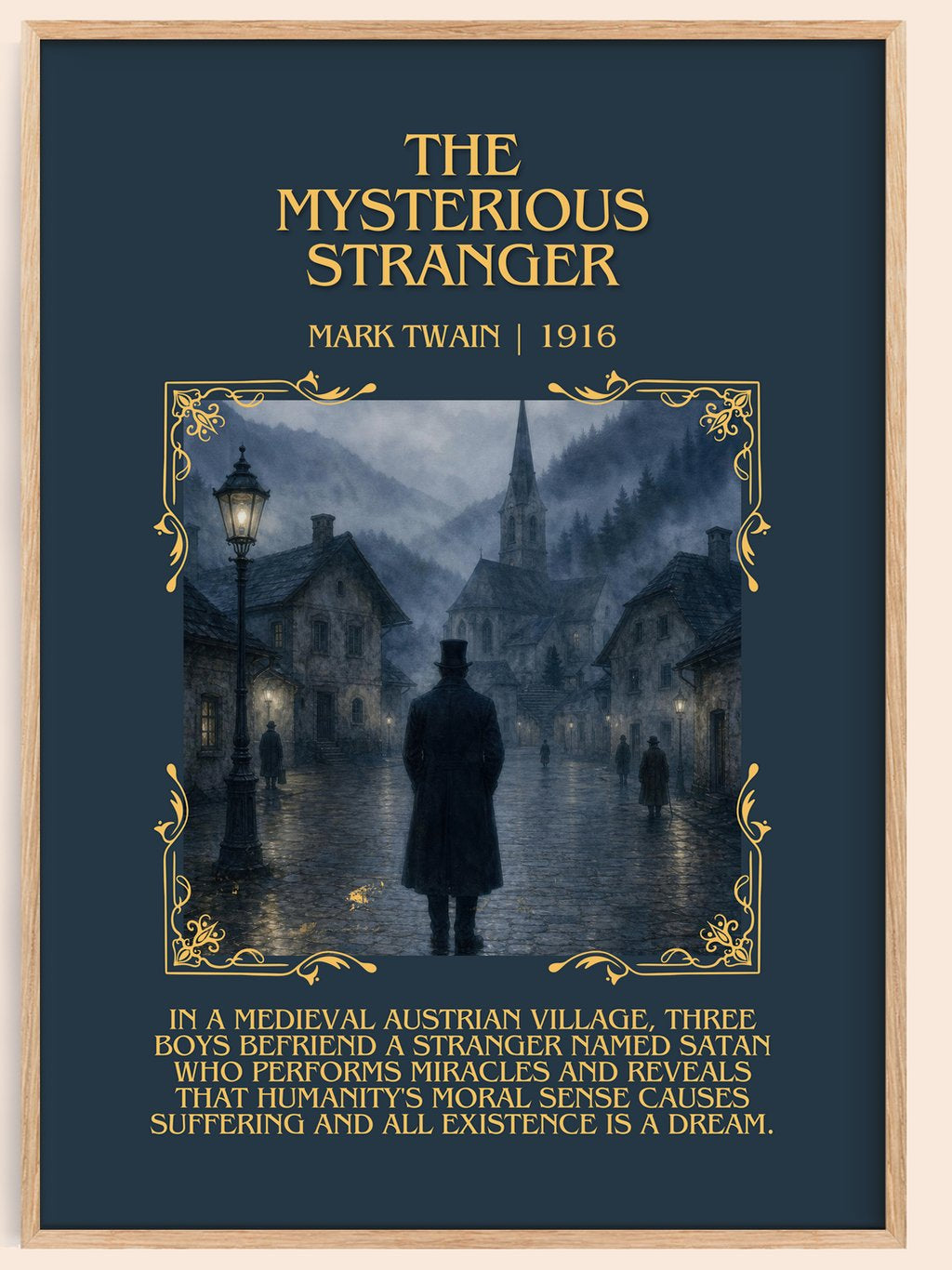 The Mysterious Stranger Minimalist Book Poster by Mark Twain – book poster