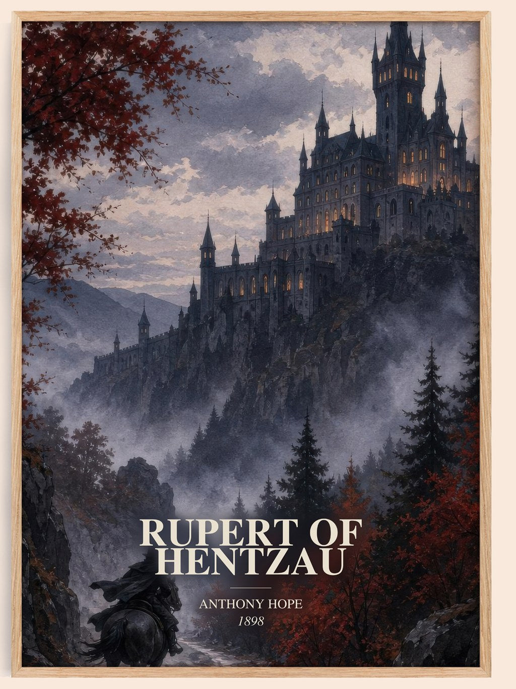 Rupert Of Hentzau watercolour book poster by Anthony Hope – framed literary art print