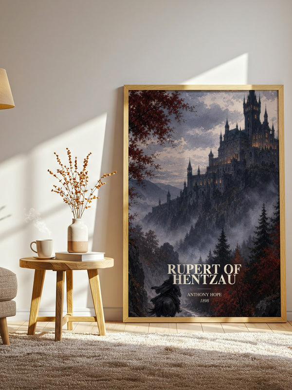 Rupert Of Hentzau watercolour print in frame leaning in hallway – adventure wall art