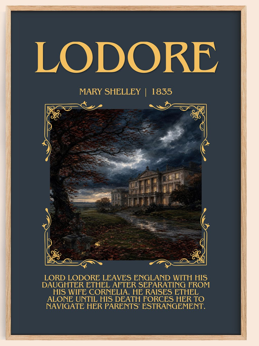 Lodore Minimalist Book Poster by Mary Shelley – book poster