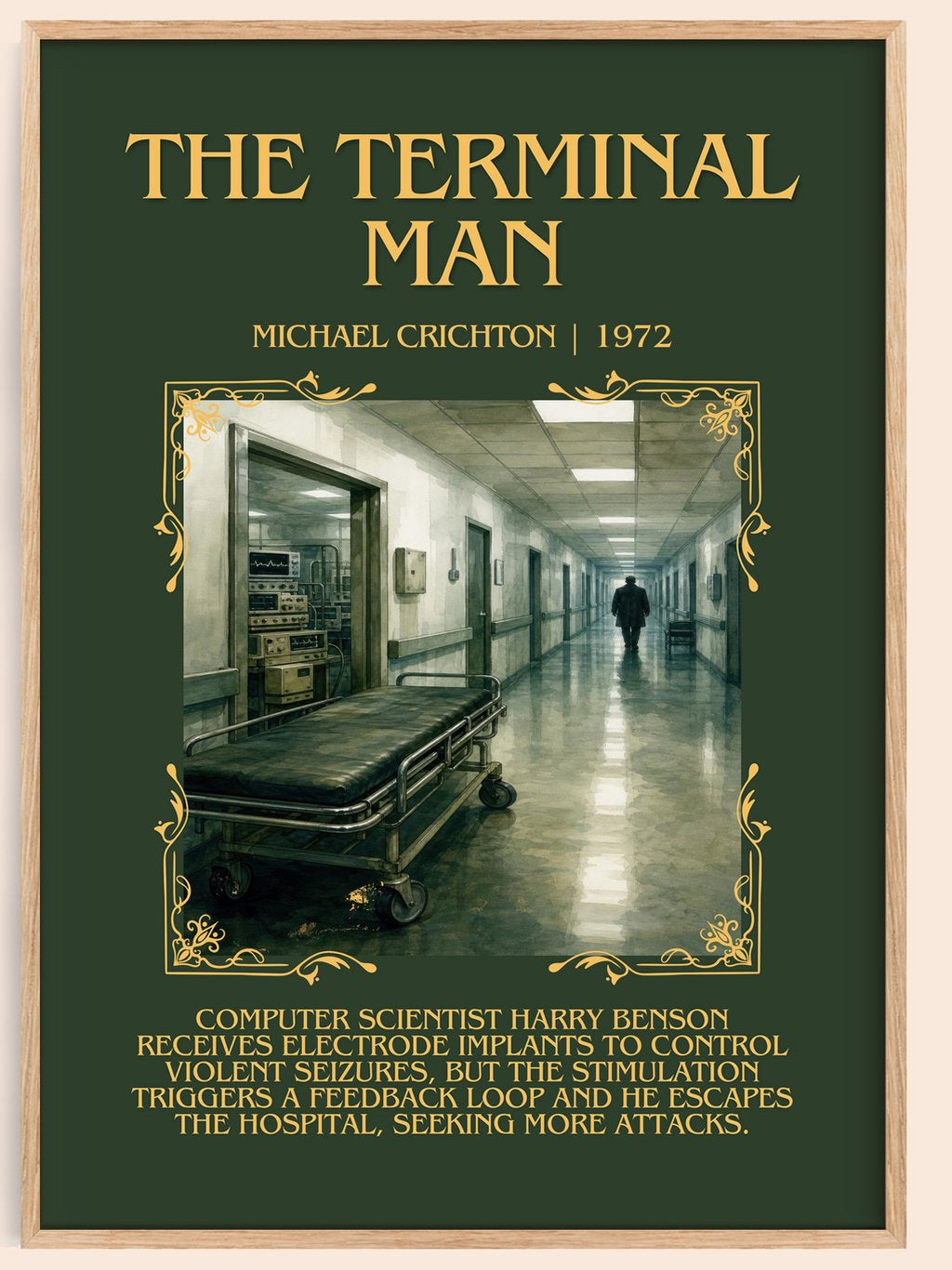 The Terminal Man Minimalist Book Poster by Michael Crichton – book poster