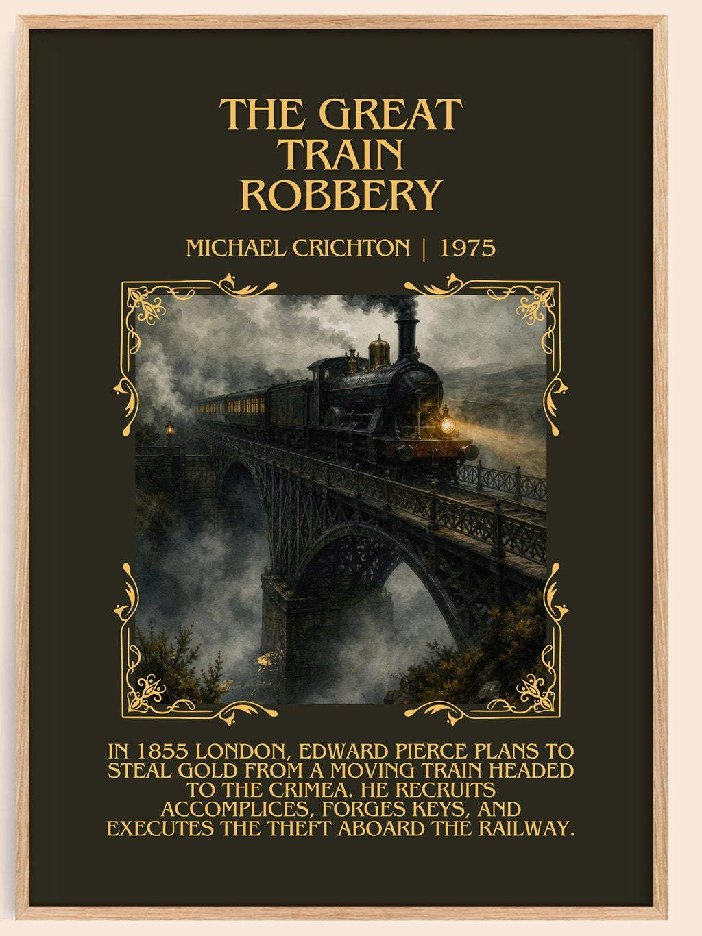 The Great Train Robbery Minimalist Book Poster by Michael Crichton – book poster