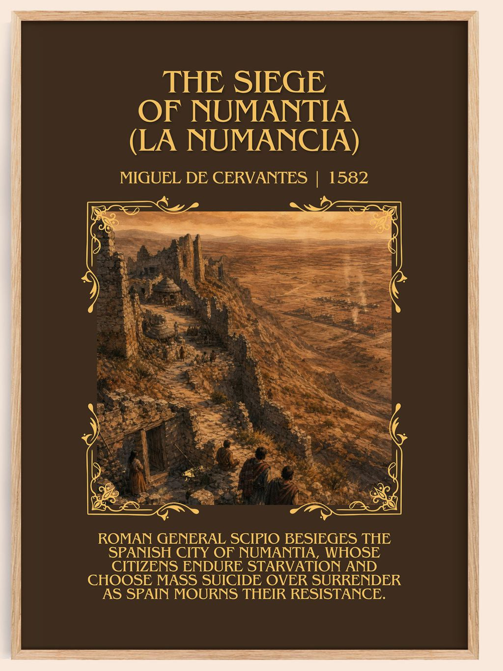 Siege Of Numantia (La Numancia) Minimalist Book Poster by M. Cervantes – book poster