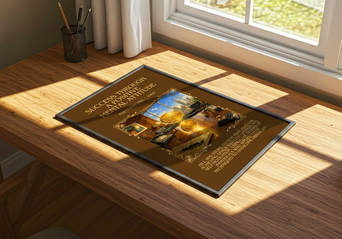 Success Through A Positive Mental Attitude Minimalist Book Poster – – print on a sunlit desk