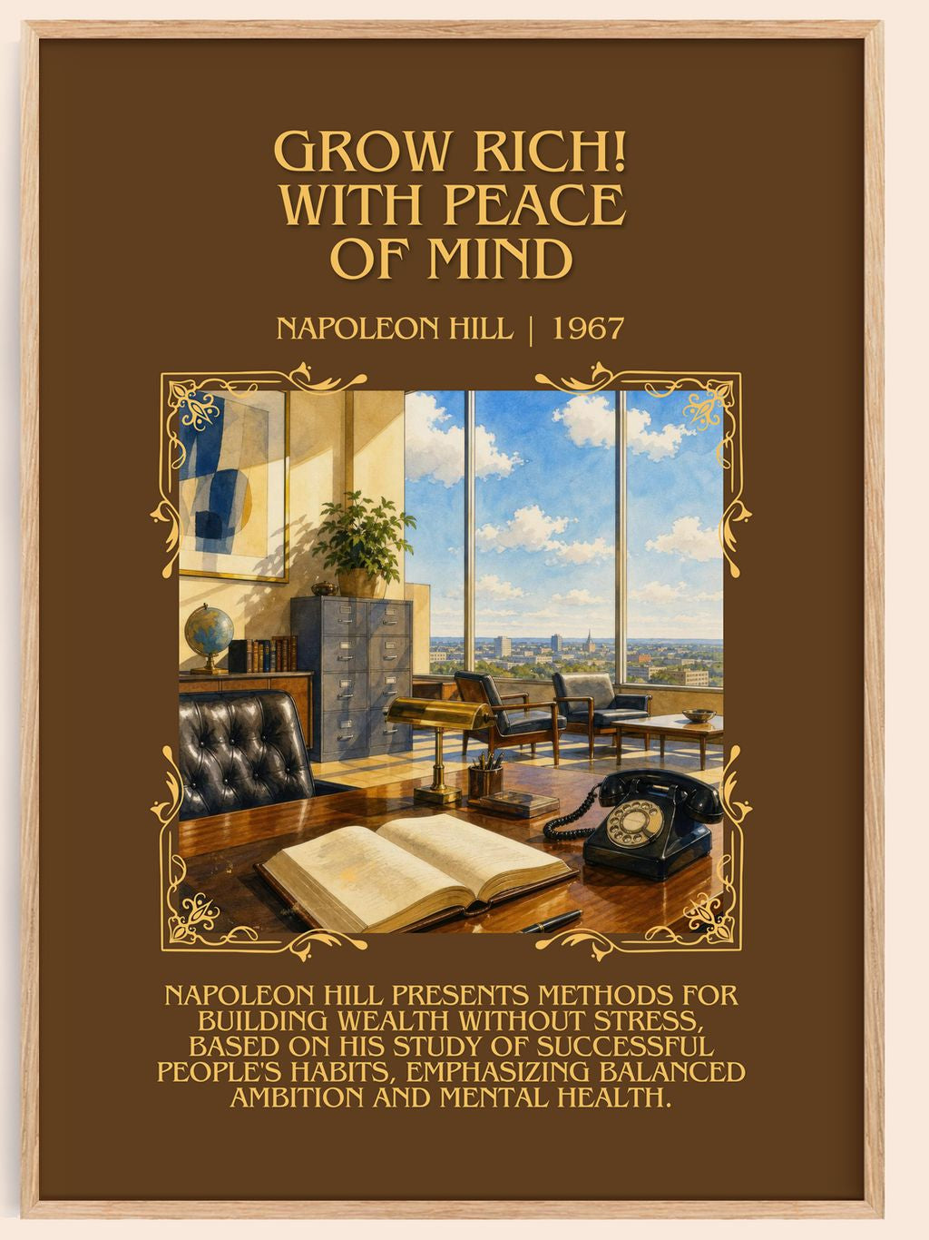 Grow Rich! With Peace Of Mind Minimalist Book Poster by Napoleon Hill – book poster