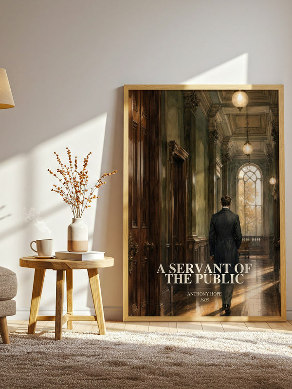 A Servant Of The Public watercolour print in frame leaning in hallway – classic literature wall art