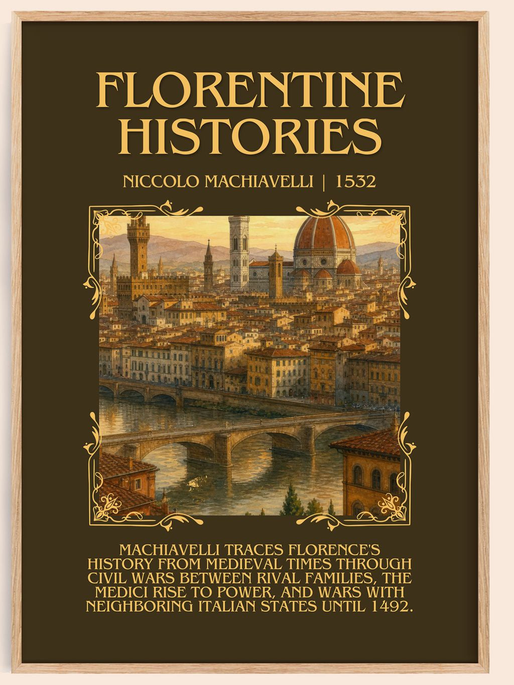 Florentine Histories Minimalist Book Poster by Niccolò Machiavelli – book poster