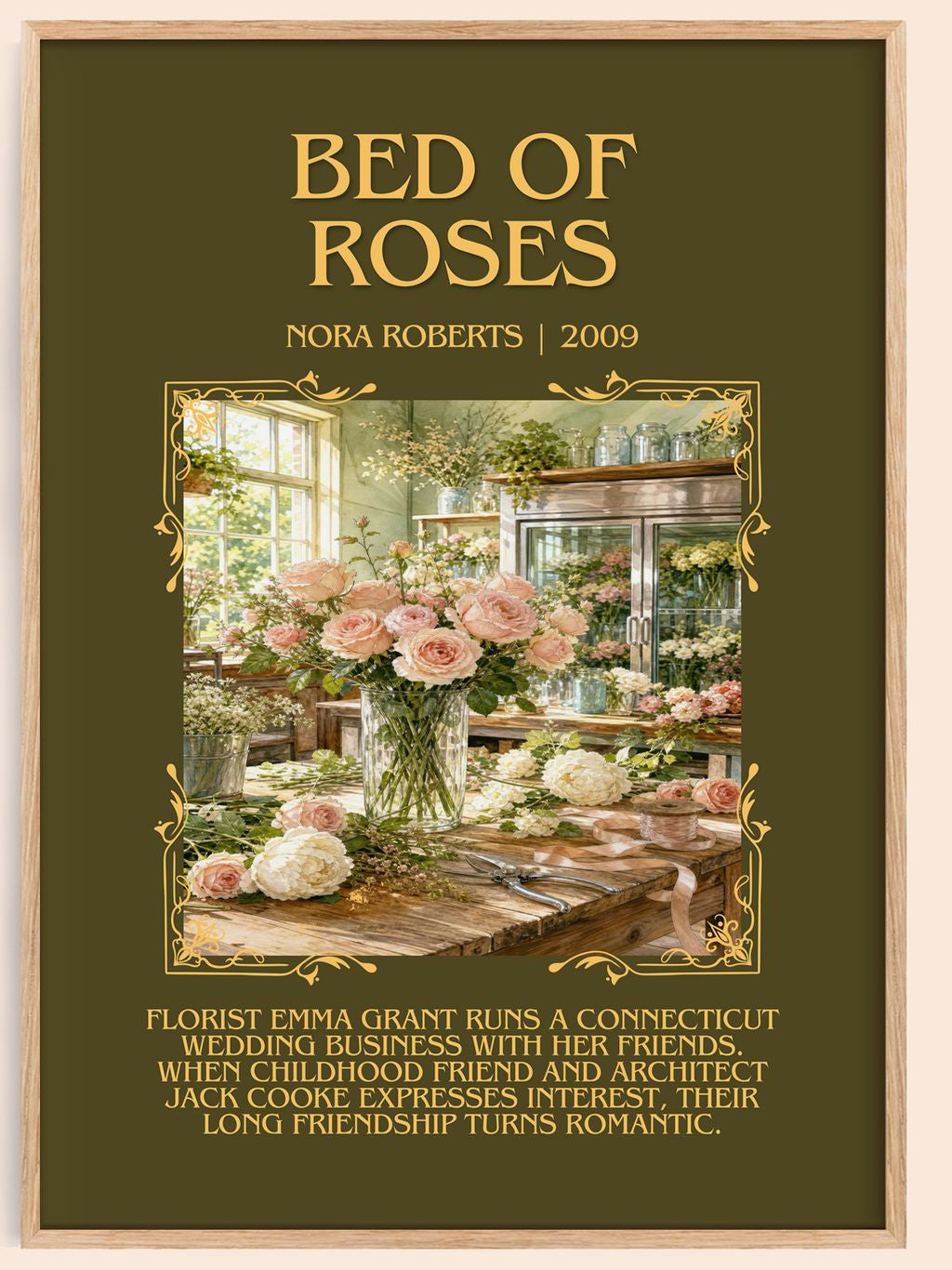 Bed Of Roses Minimalist Book Poster by Nora Roberts – book poster