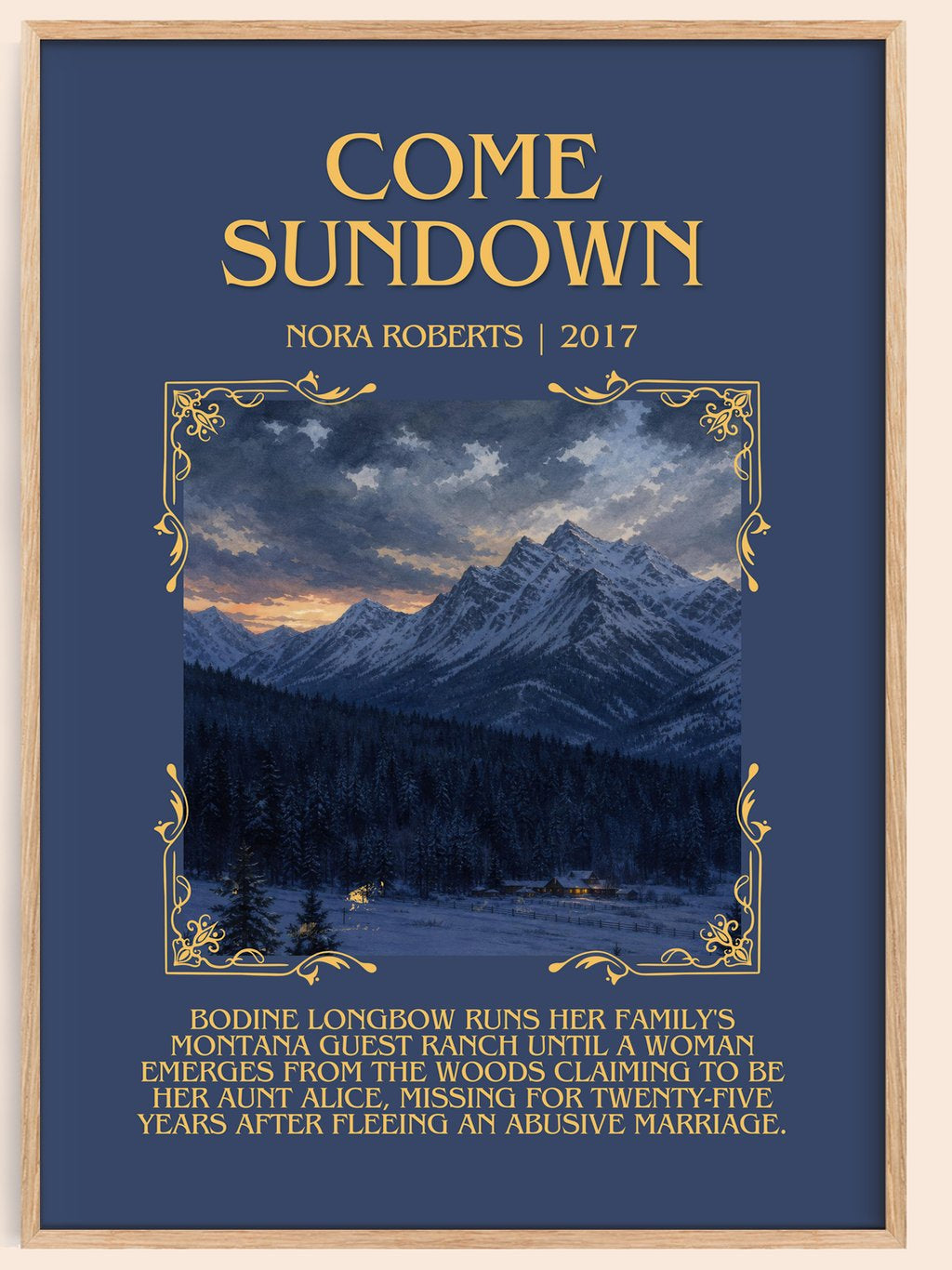Come Sundown Minimalist Book Poster by Nora Roberts – book poster