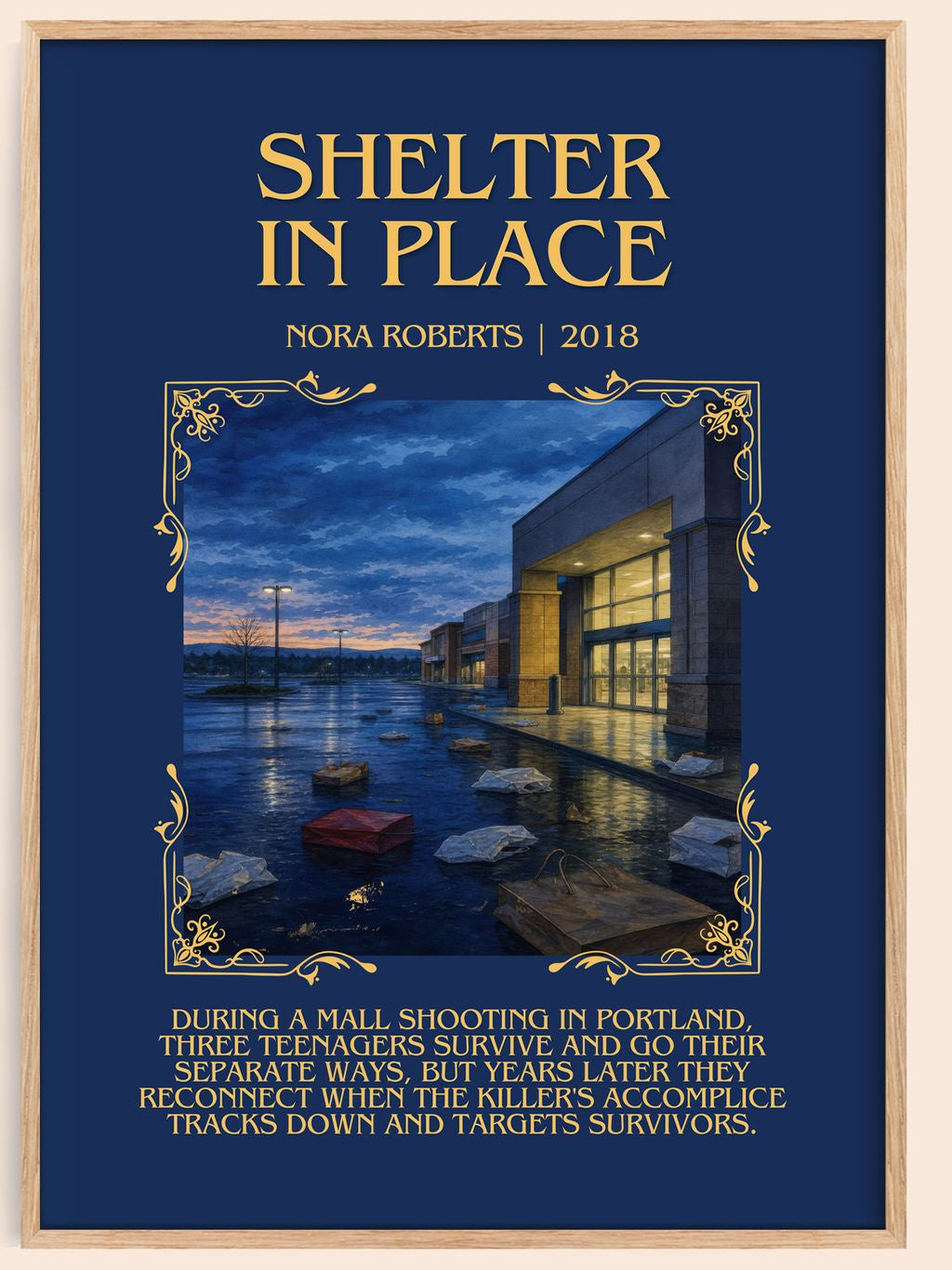 Shelter In Place Minimalist Book Poster by Nora Roberts – book poster