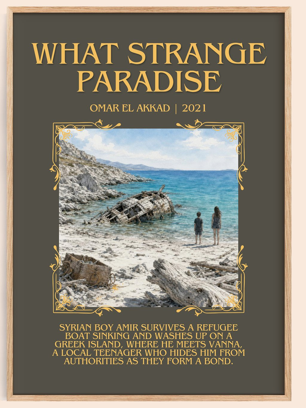 What Strange Paradise Minimalist Book Poster by Omar El Akkad – book poster