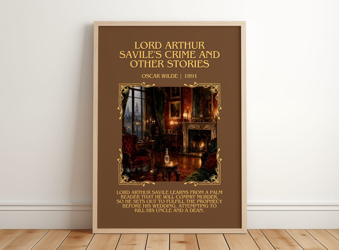 Lord Arthur Savile'S Crime And Other Stories Minimalist Book Poster – – framed print leaning on a wooden floor