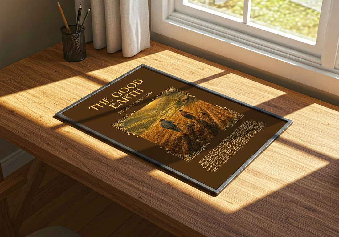 The Good Earth Minimalist Book Poster by Pearl S. Buck – print on a sunlit desk